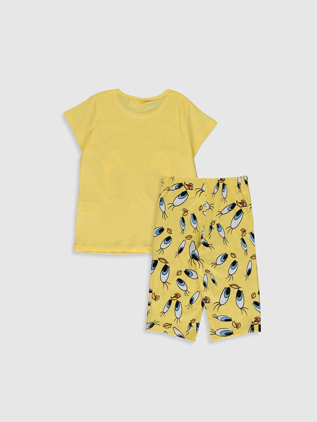 Sarı Bisiklet Yaka Kısa Kollu Kız Çocuk Pijama Takım-1