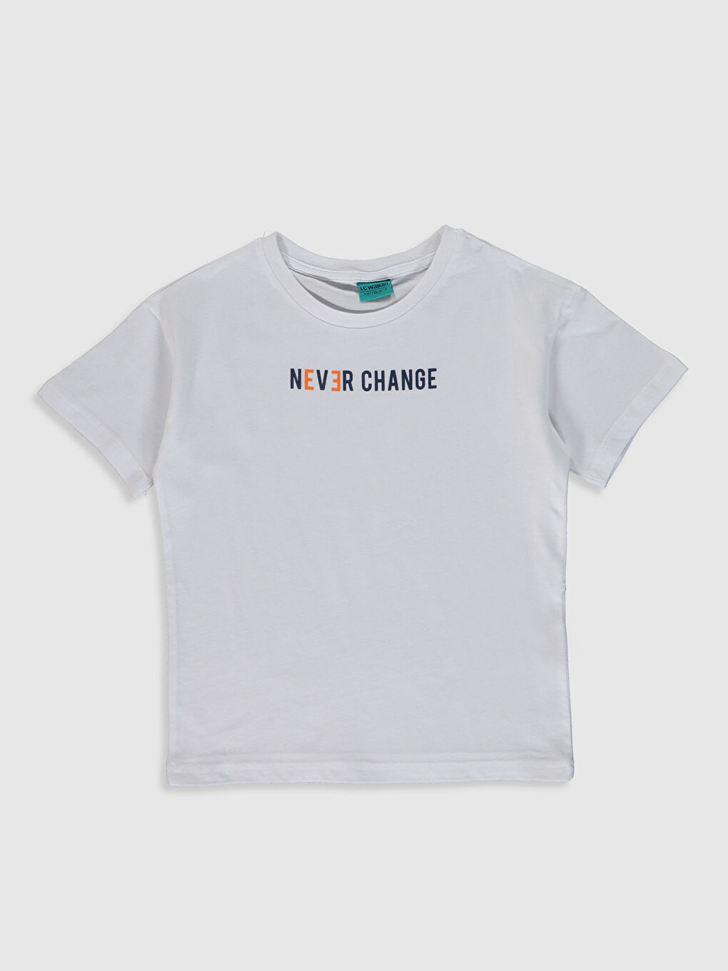 Beyaz Bisiklet Yaka Kısa Kollu Erkek Çocuk Tişört