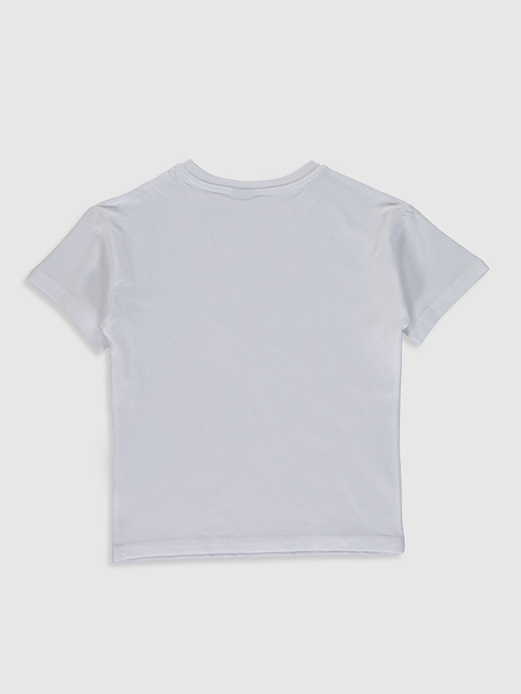 Beyaz Bisiklet Yaka Kısa Kollu Erkek Çocuk Tişört-5