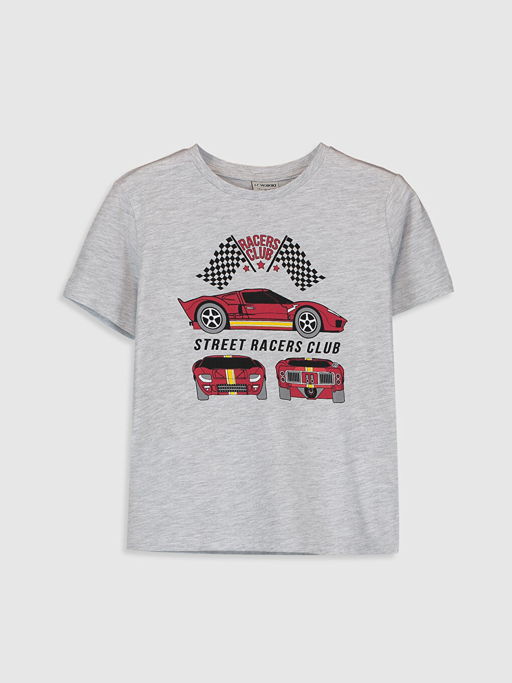 Gri Bisiklet Yaka Kısa Kollu Erkek Çocuk Tişört