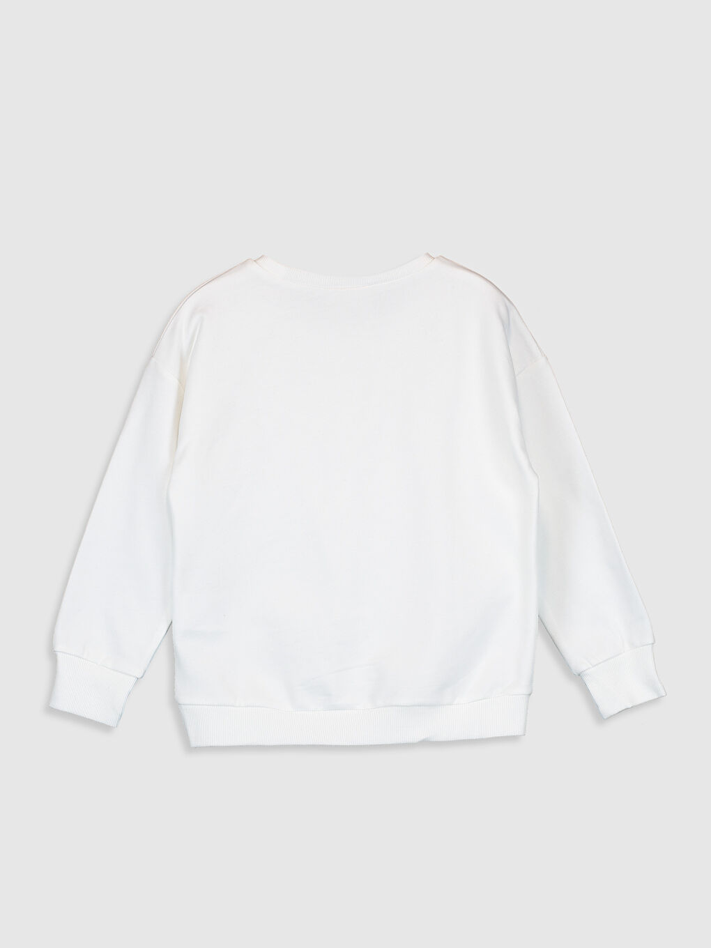 Ekru Bisiklet Yaka Uzun Kollu Kız Çocuk Sweatshirt-1