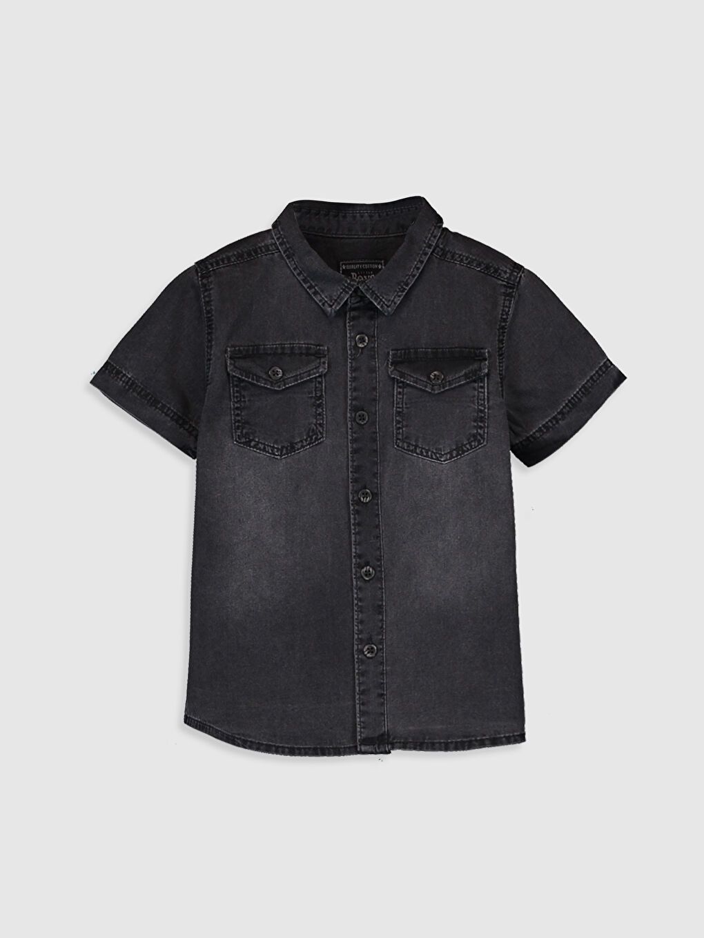 Antrasit Kısa Kollu Erkek Bebek Jean Gömlek