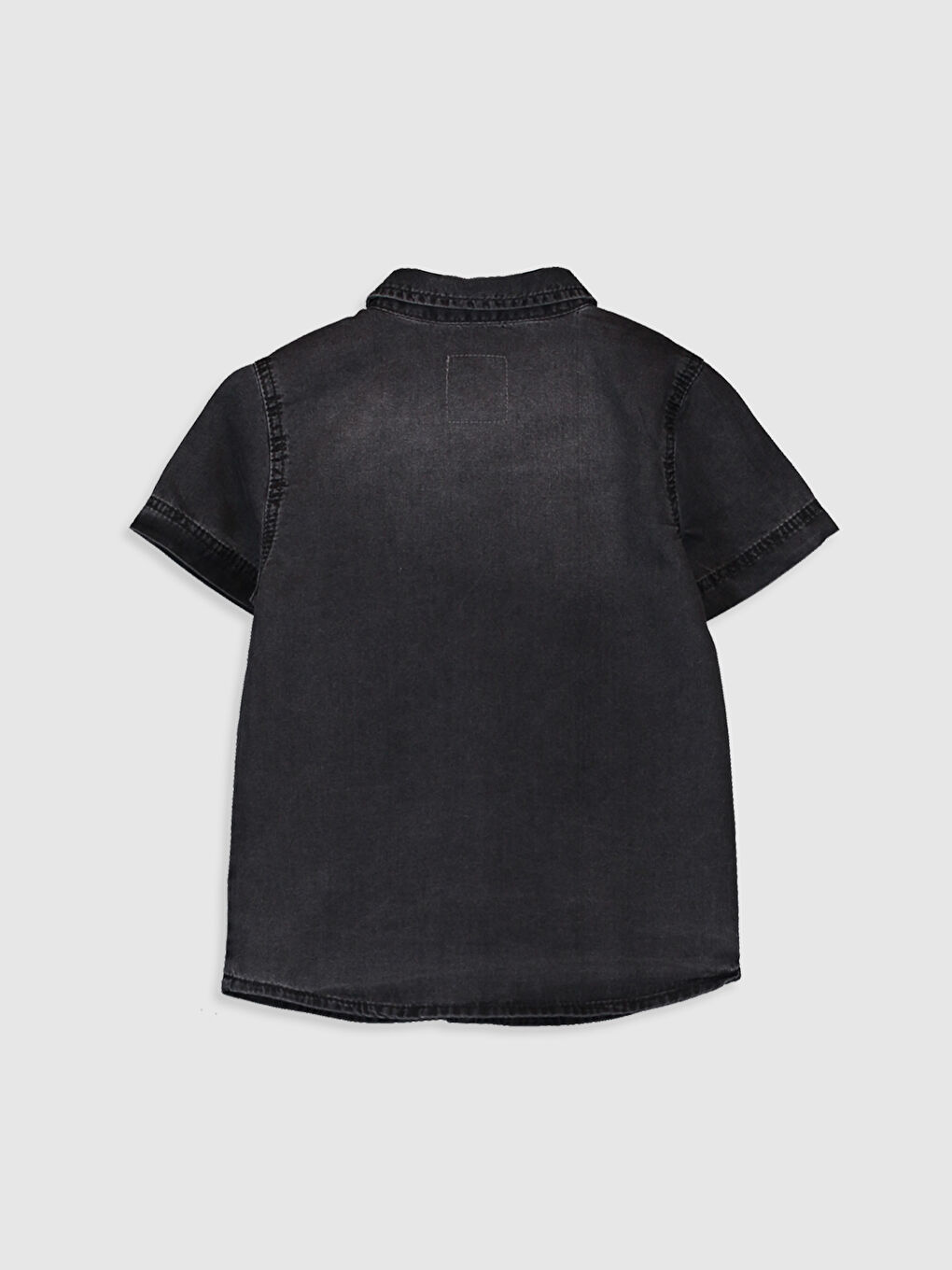 Antrasit Kısa Kollu Erkek Bebek Jean Gömlek-1