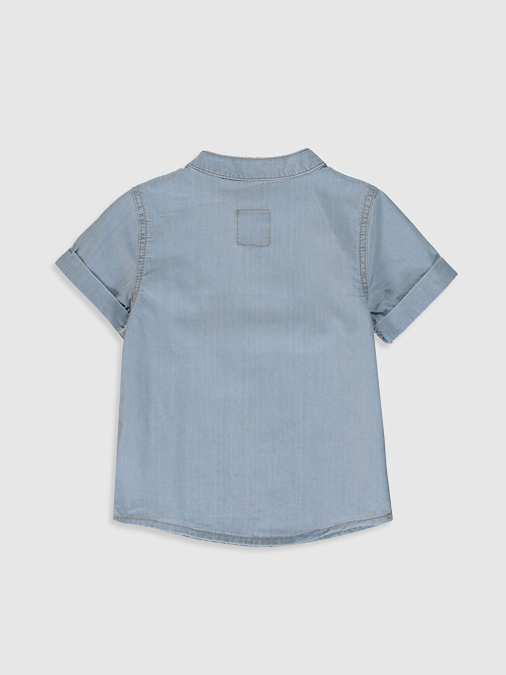 İndigo Hakim Yaka Kısa Kollu Erkek Bebek Jean Gömlek-1