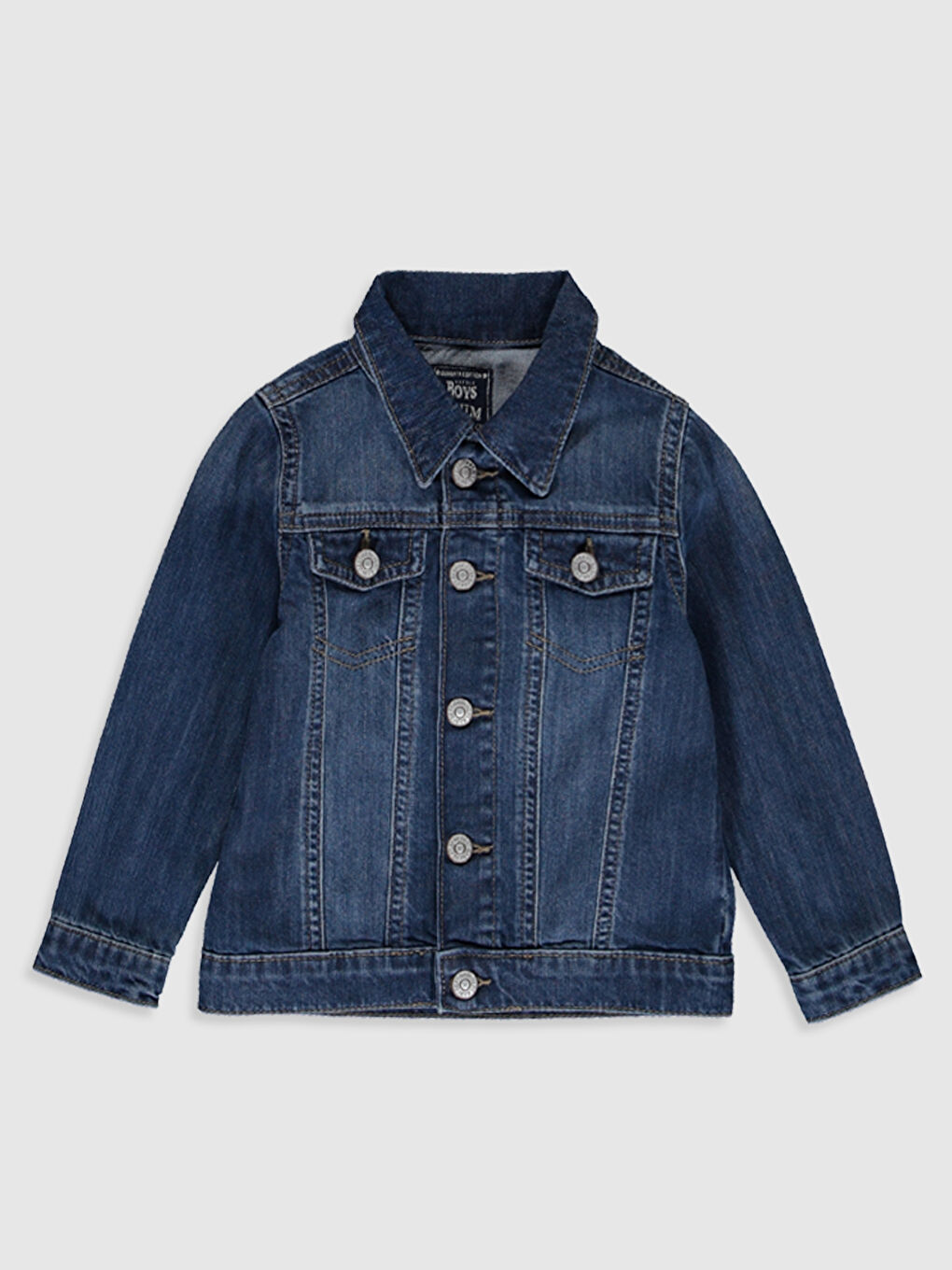 İndigo Gömlek Yaka Erkek Bebek Bomber Jean Ceket-1