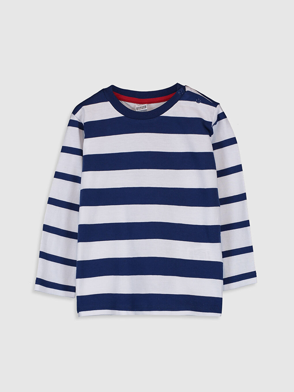 Lacivert Bisiklet Yaka Uzun Kollu Erkek Bebek Tişört