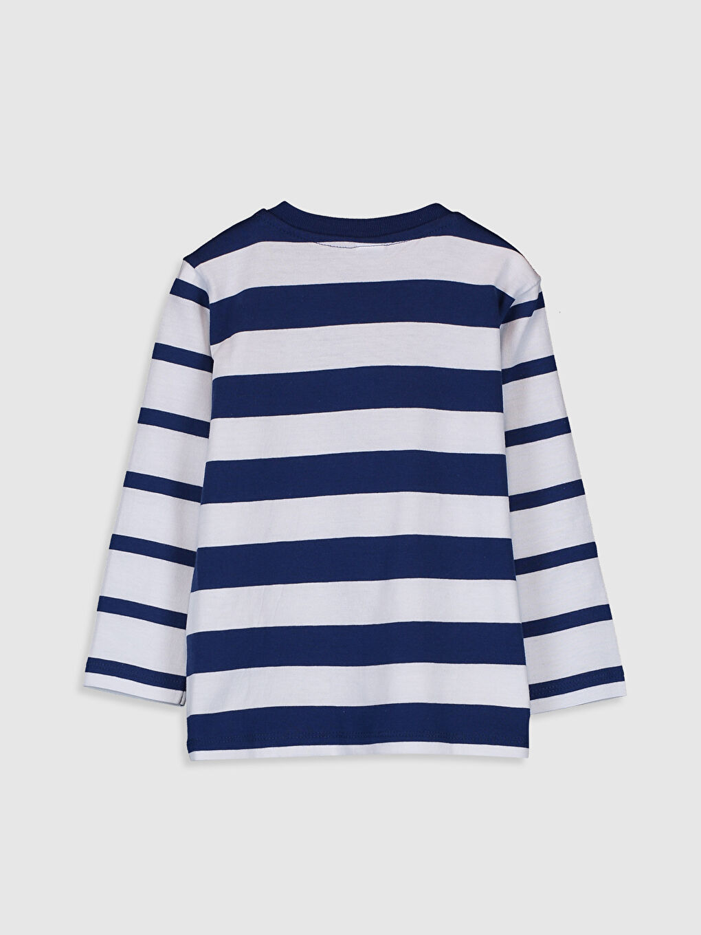 Lacivert Bisiklet Yaka Uzun Kollu Erkek Bebek Tişört-1