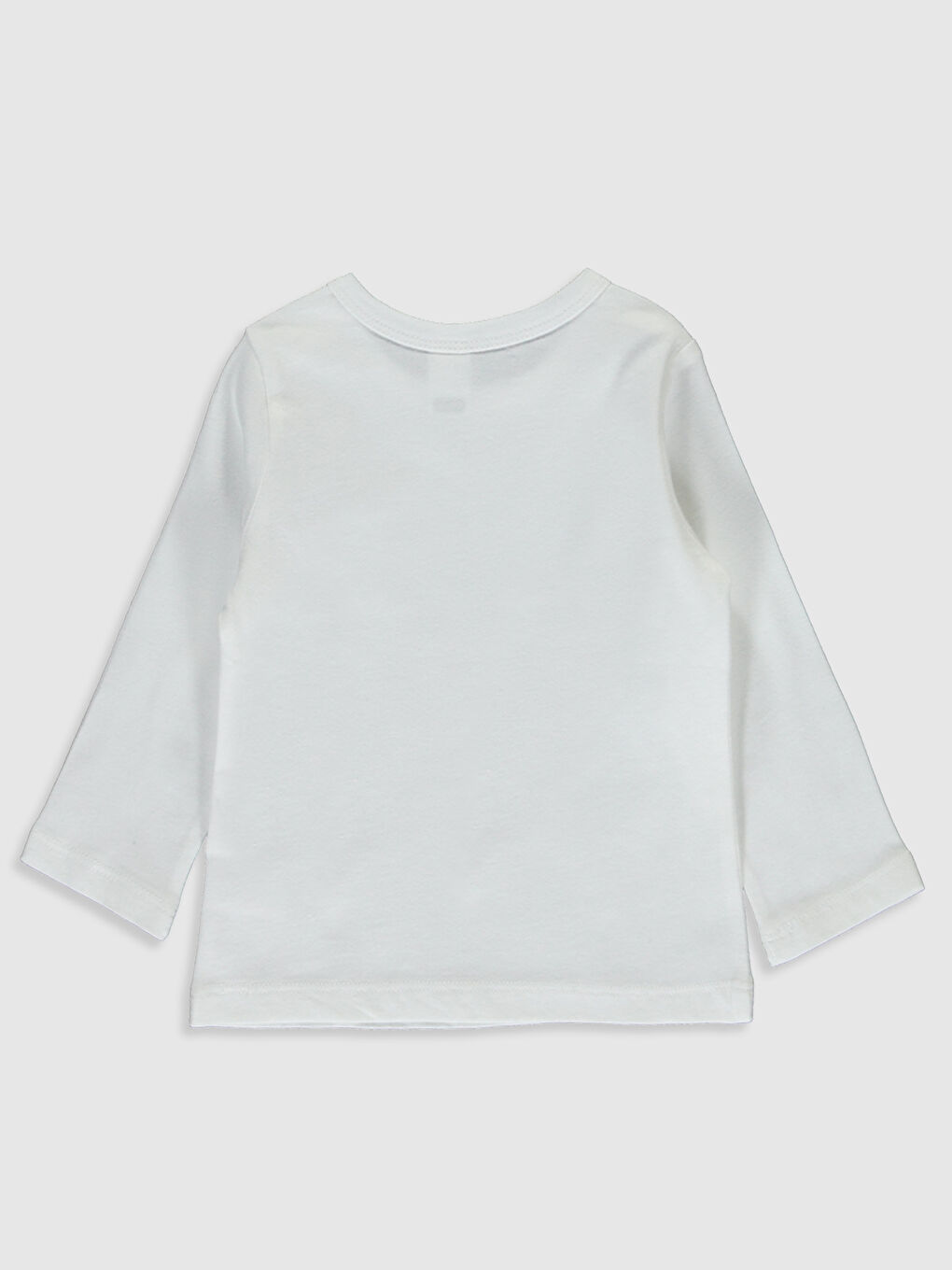 Beyaz Bisiklet Yaka Uzun Kollu Erkek Bebek Tişört-1