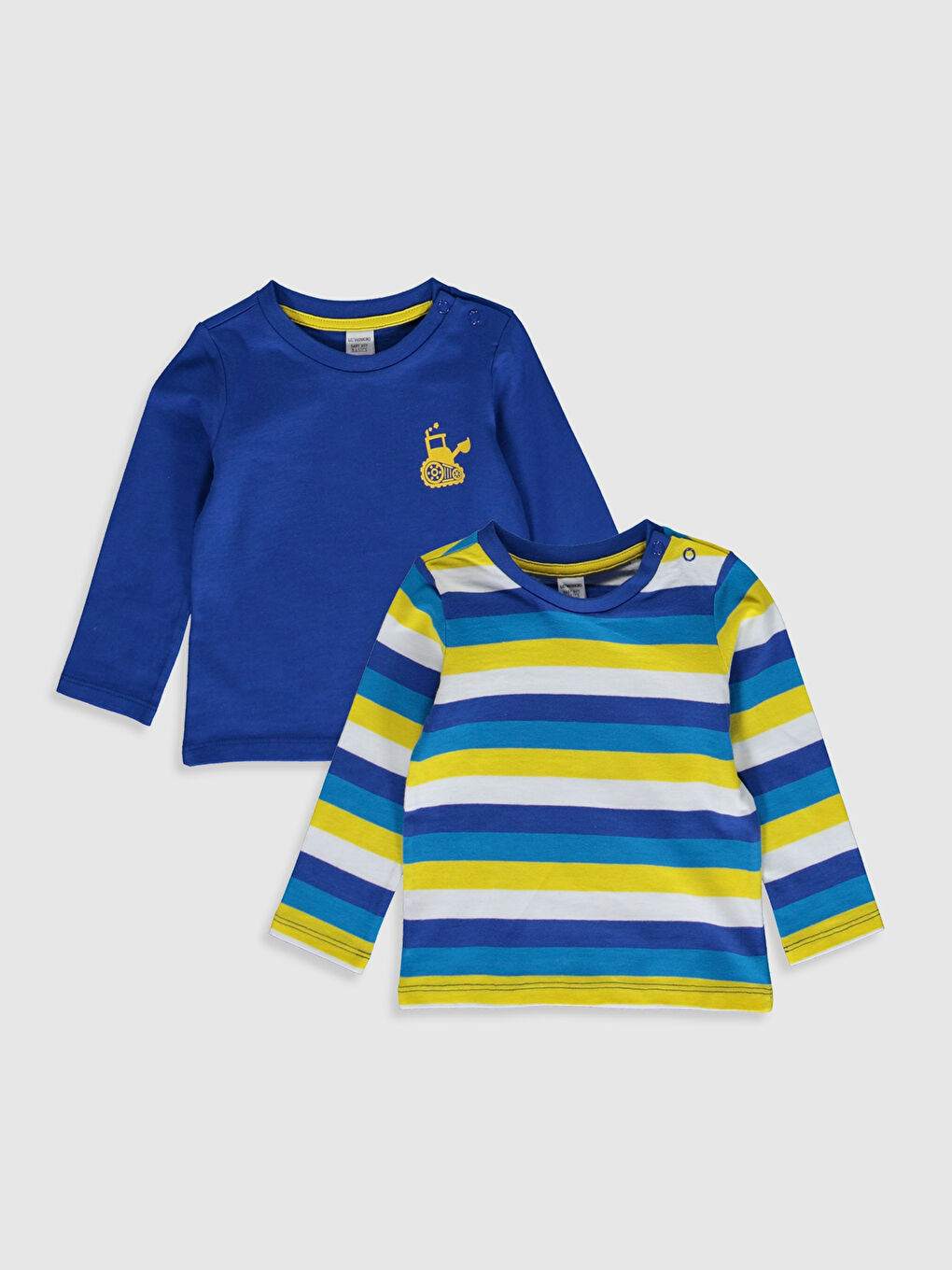 Crew Neck Long Sleeve Printed Baby Boys' T-Shirt 2 Pack