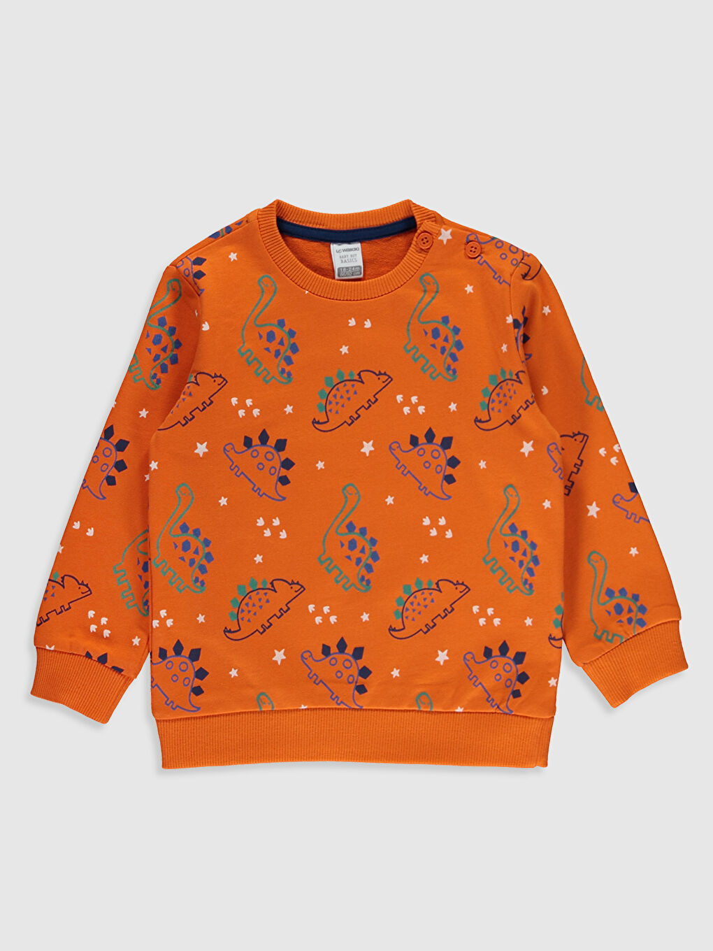 Beyaz Bisiklet Yaka Uzun Kollu Erkek Bebek Sweatshirt