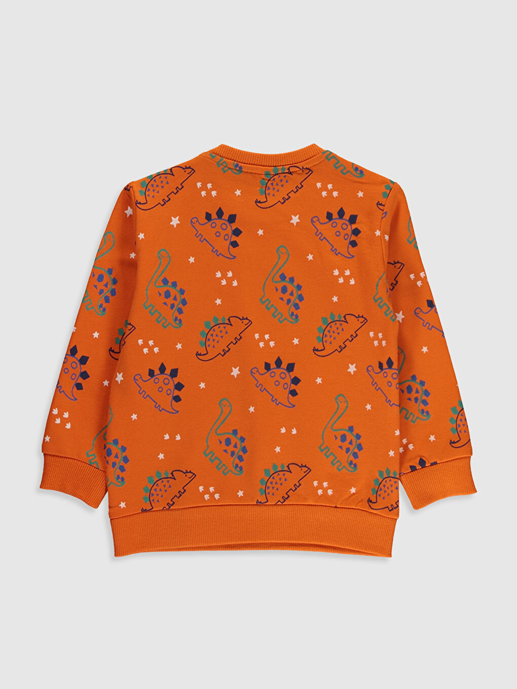 Beyaz Bisiklet Yaka Uzun Kollu Erkek Bebek Sweatshirt-1