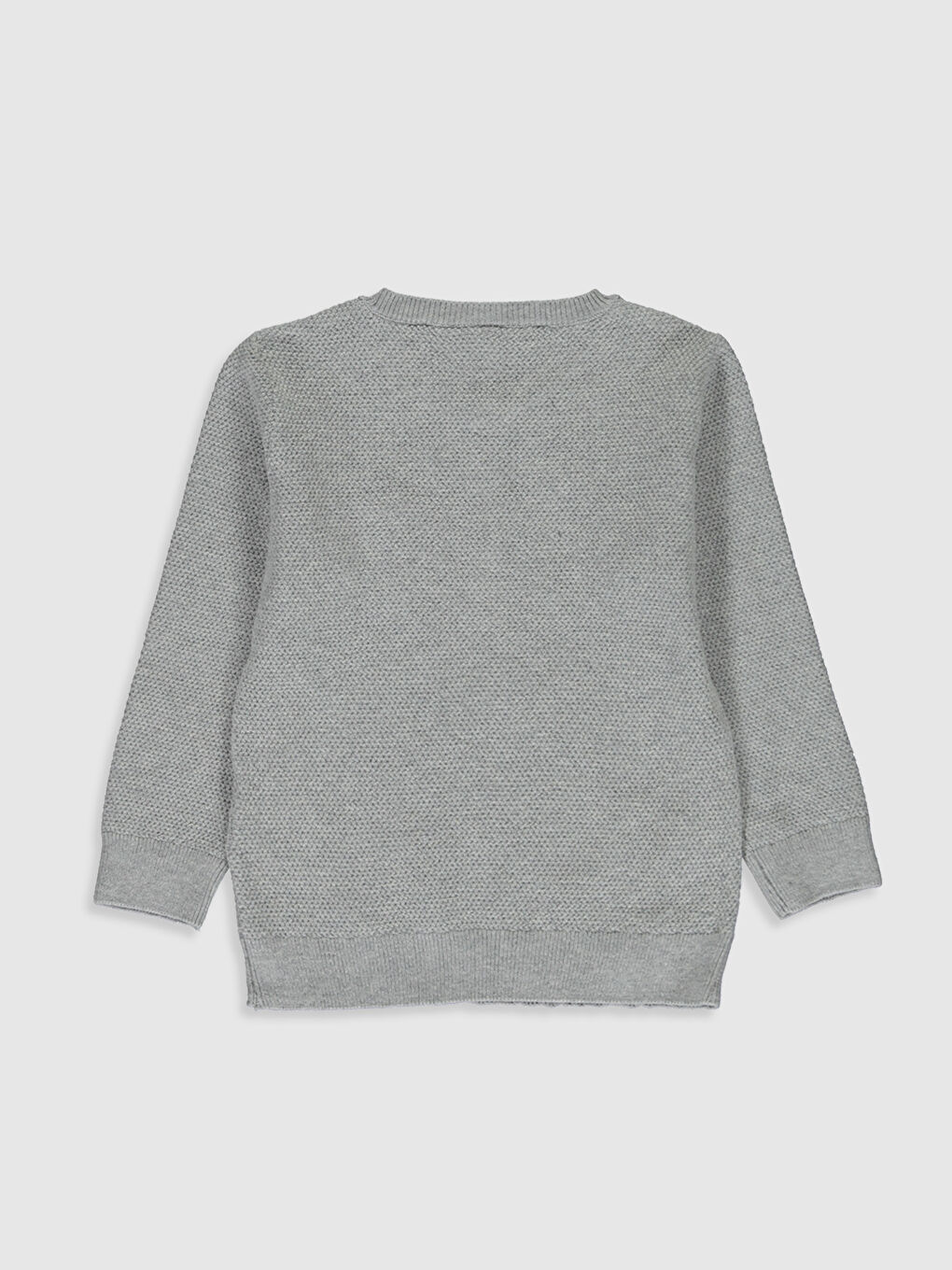 Gri Bisiklet Yaka Uzun Kol Basic Erkek Bebek Triko Kazak-1