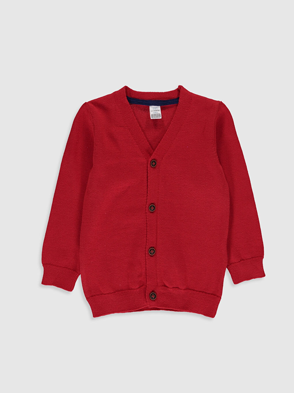 Kırmızı V Yaka Uzun Kollu Erkek Bebek Hırka