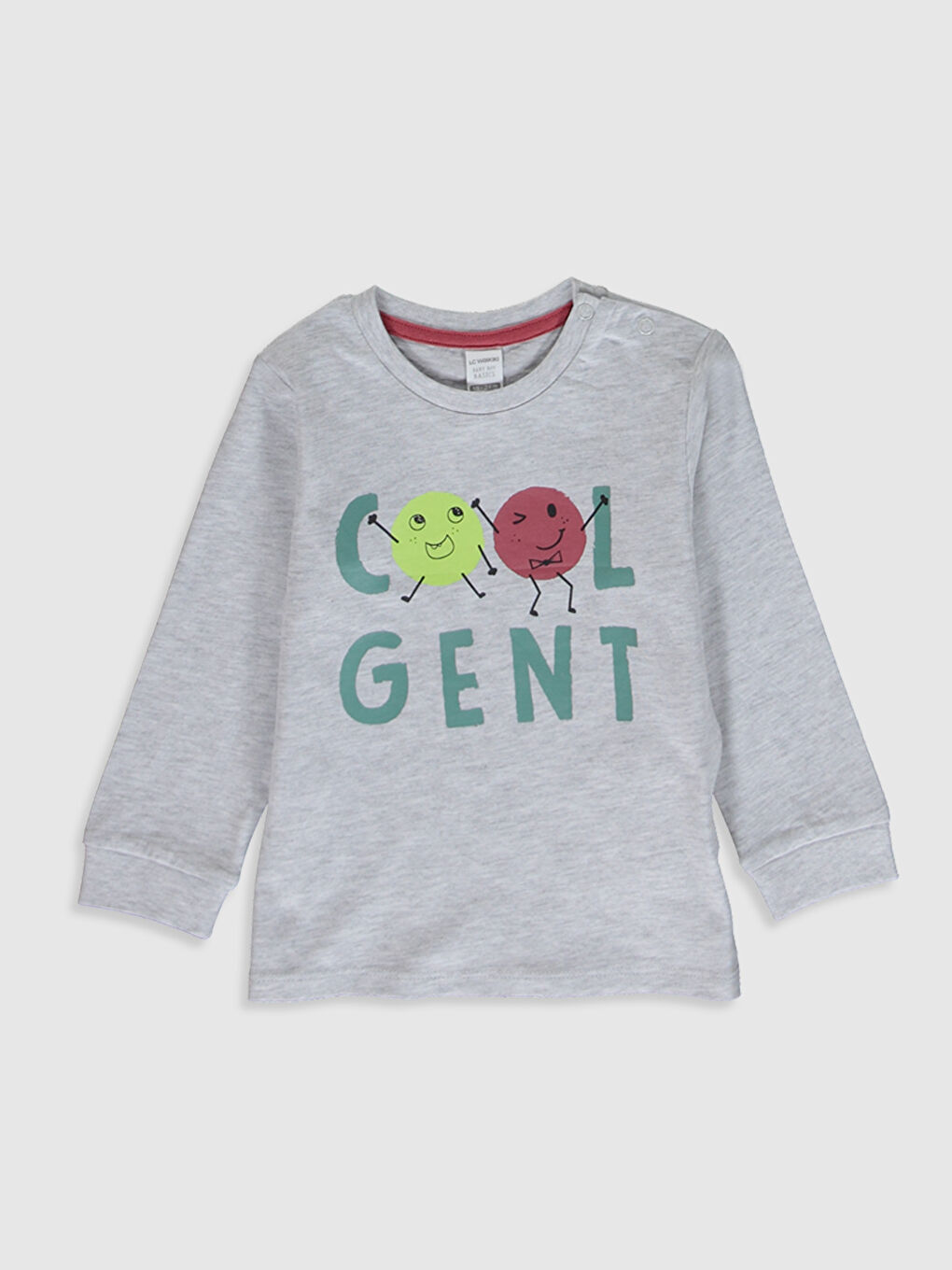 Bej Bisiklet Yaka Uzun Kollu Erkek Bebek Tişört