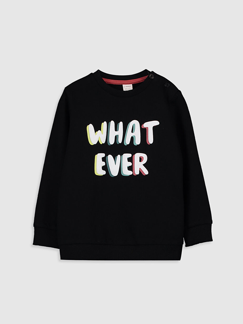 Siyah Bisiklet Yaka Uzun Kollu Erkek Bebek Sweatshirt