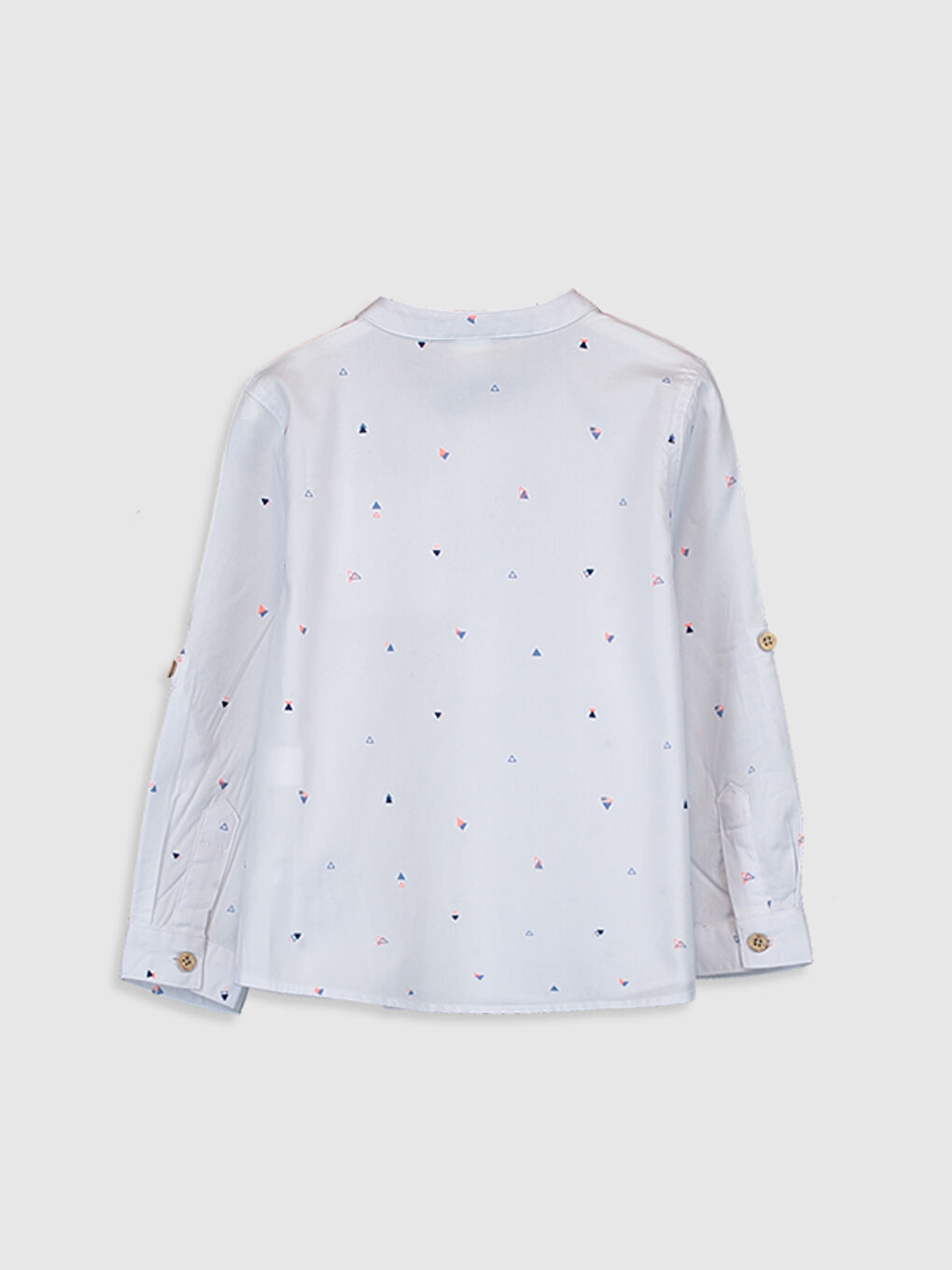 Beyaz Hakim Yaka Uzun Kollu Baskılı Erkek Bebek Gömlek-1