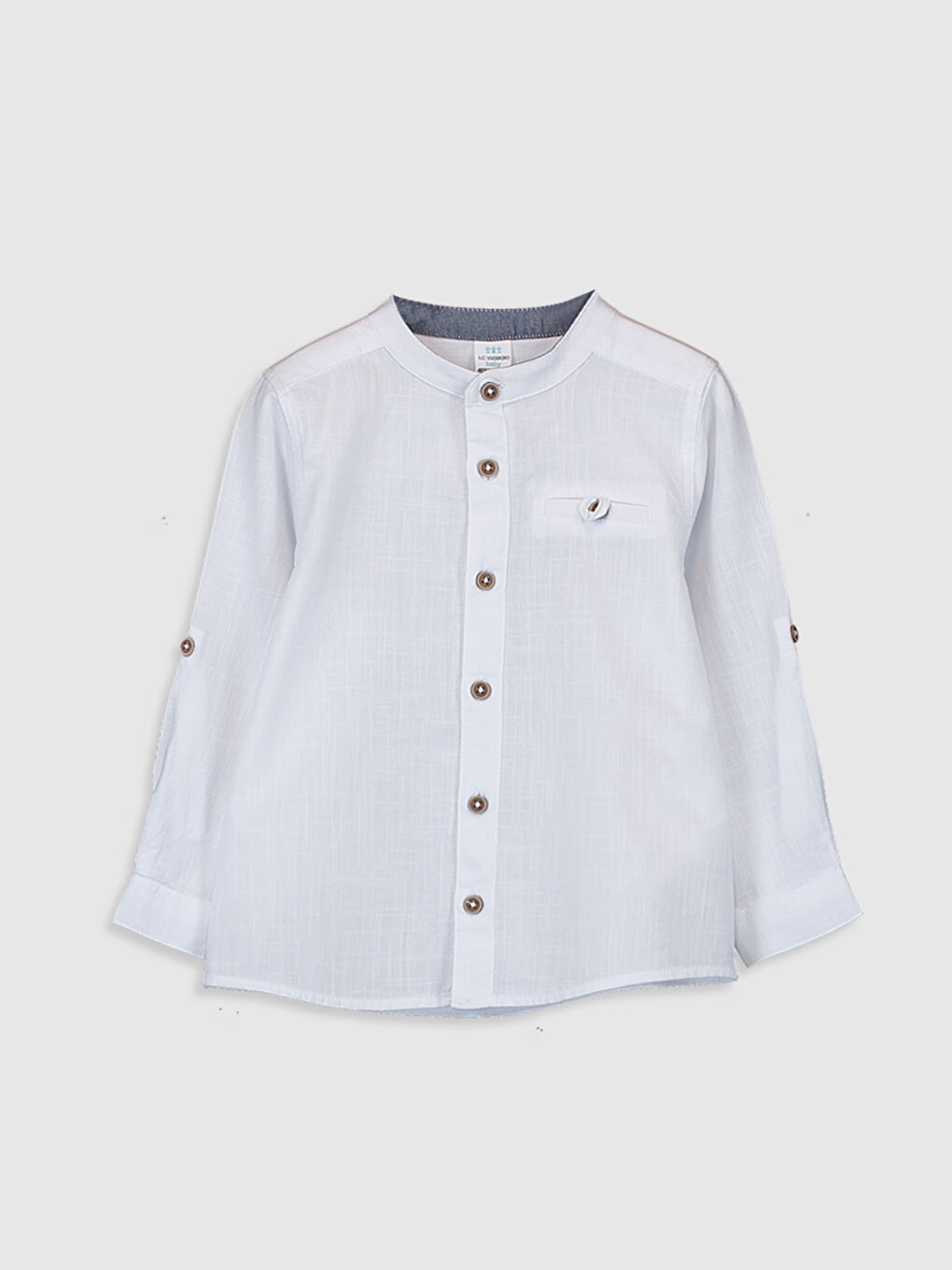 Beyaz Uzun Kollu Erkek Bebek Gömlek