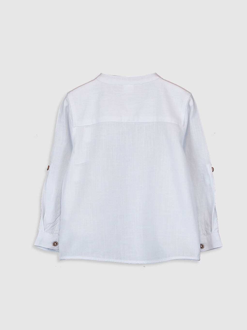 Beyaz Uzun Kollu Erkek Bebek Gömlek-1