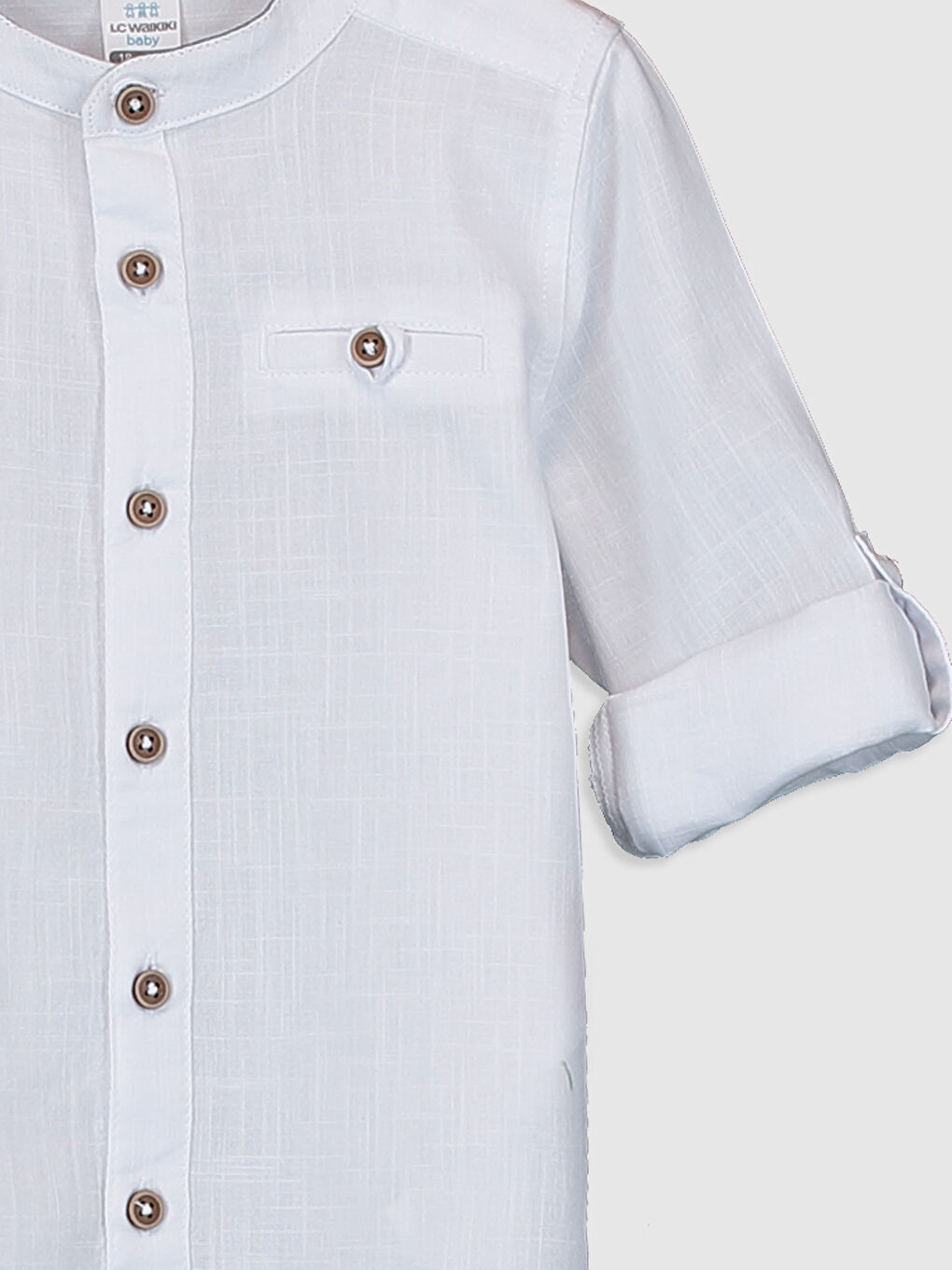 Beyaz Uzun Kollu Erkek Bebek Gömlek-2