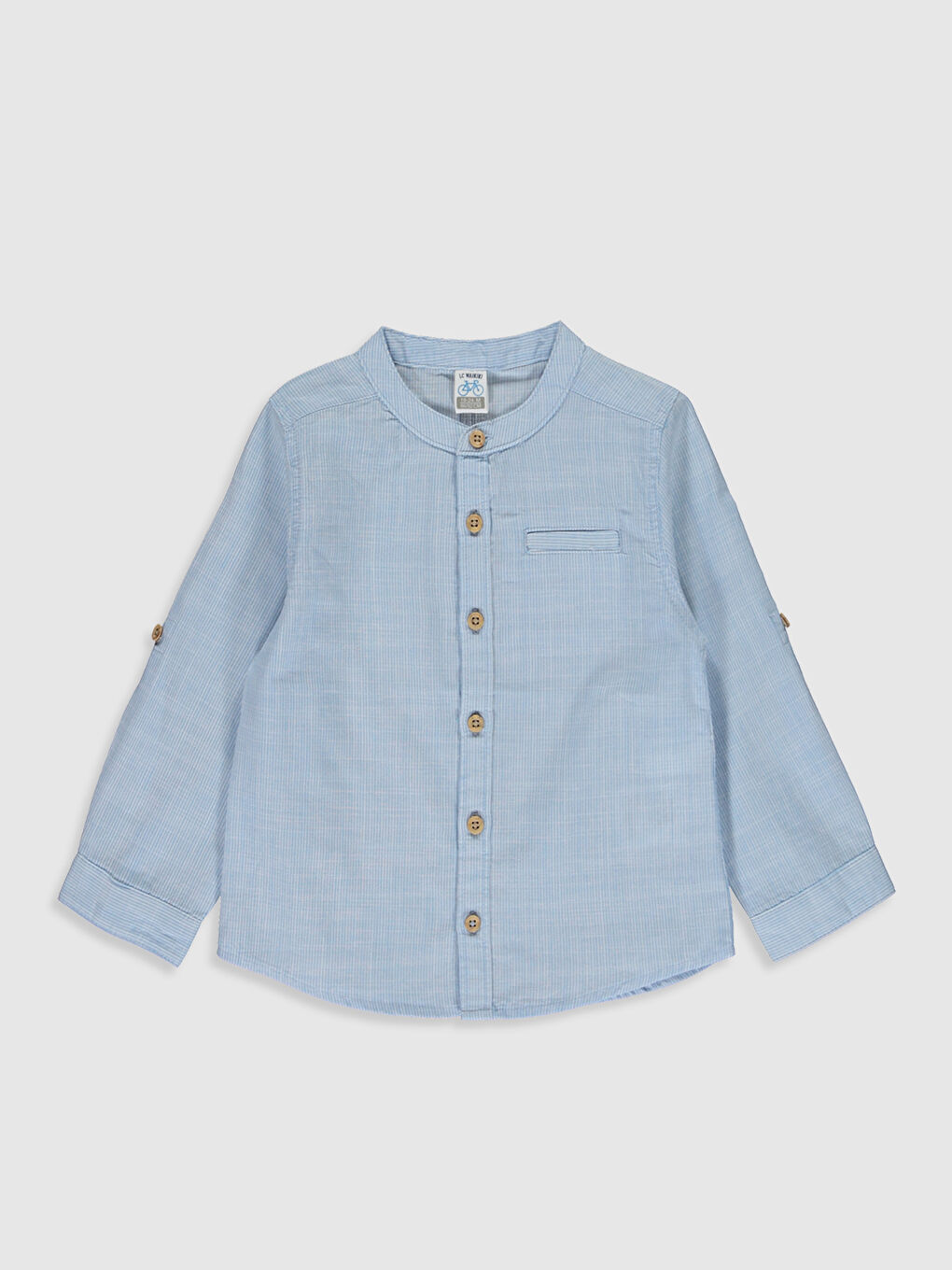 Mavi Hakim Yaka Uzun Kollu Erkek Bebek Gömlek