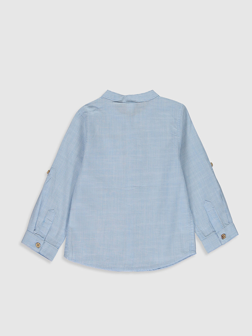 Mavi Hakim Yaka Uzun Kollu Erkek Bebek Gömlek-1
