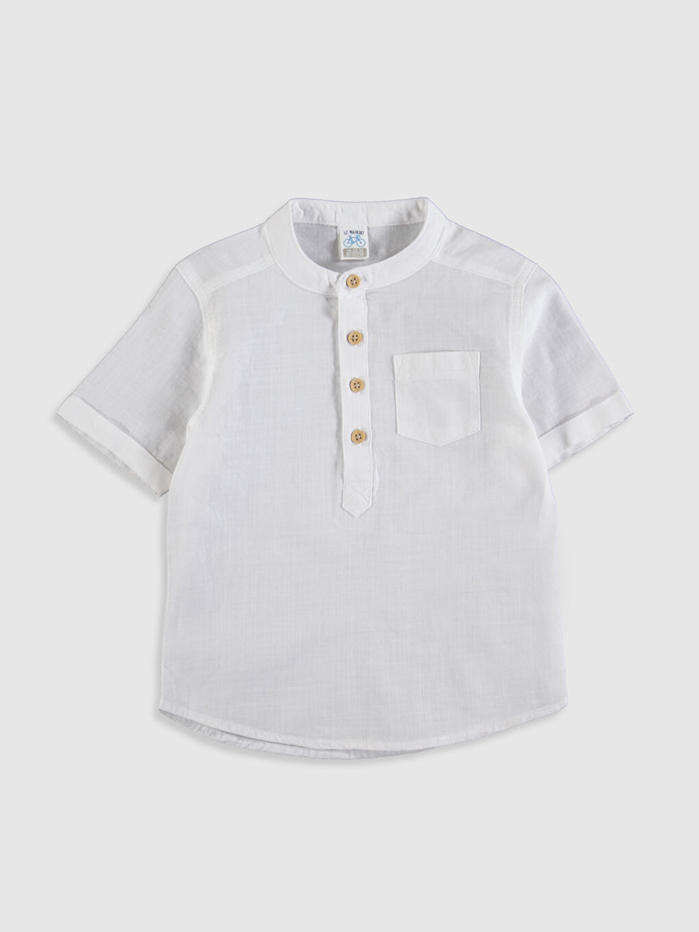 Рубашка для малышей мальчиков с воротником-стойкой и коротким рукавом
