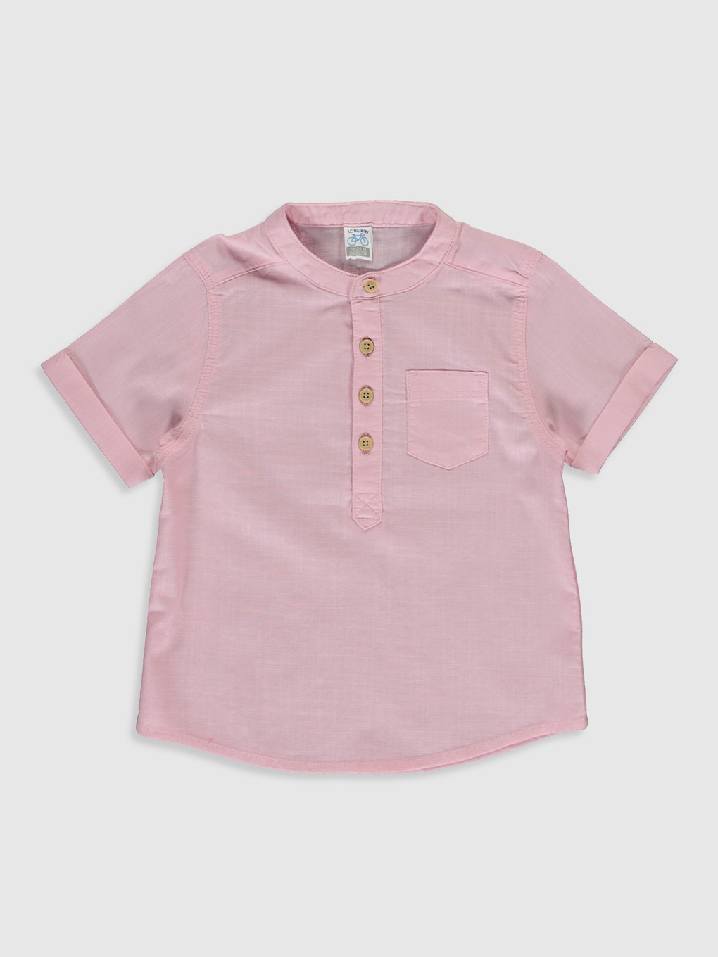 Pembe Hakim Yaka Kısa Kollu Basic Erkek Bebek Gömlek