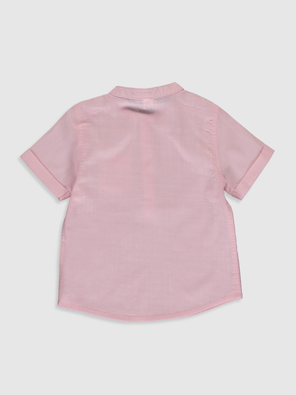 Pembe Hakim Yaka Kısa Kollu Basic Erkek Bebek Gömlek-1