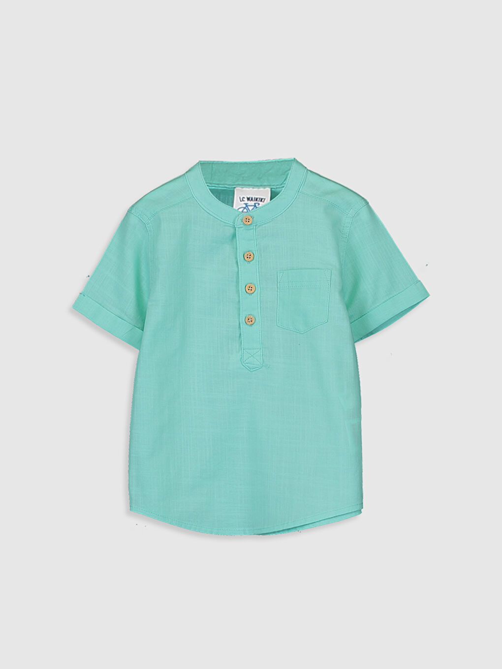 Grandad Collar Short Sleeve Basic Baby Boys' Shirt