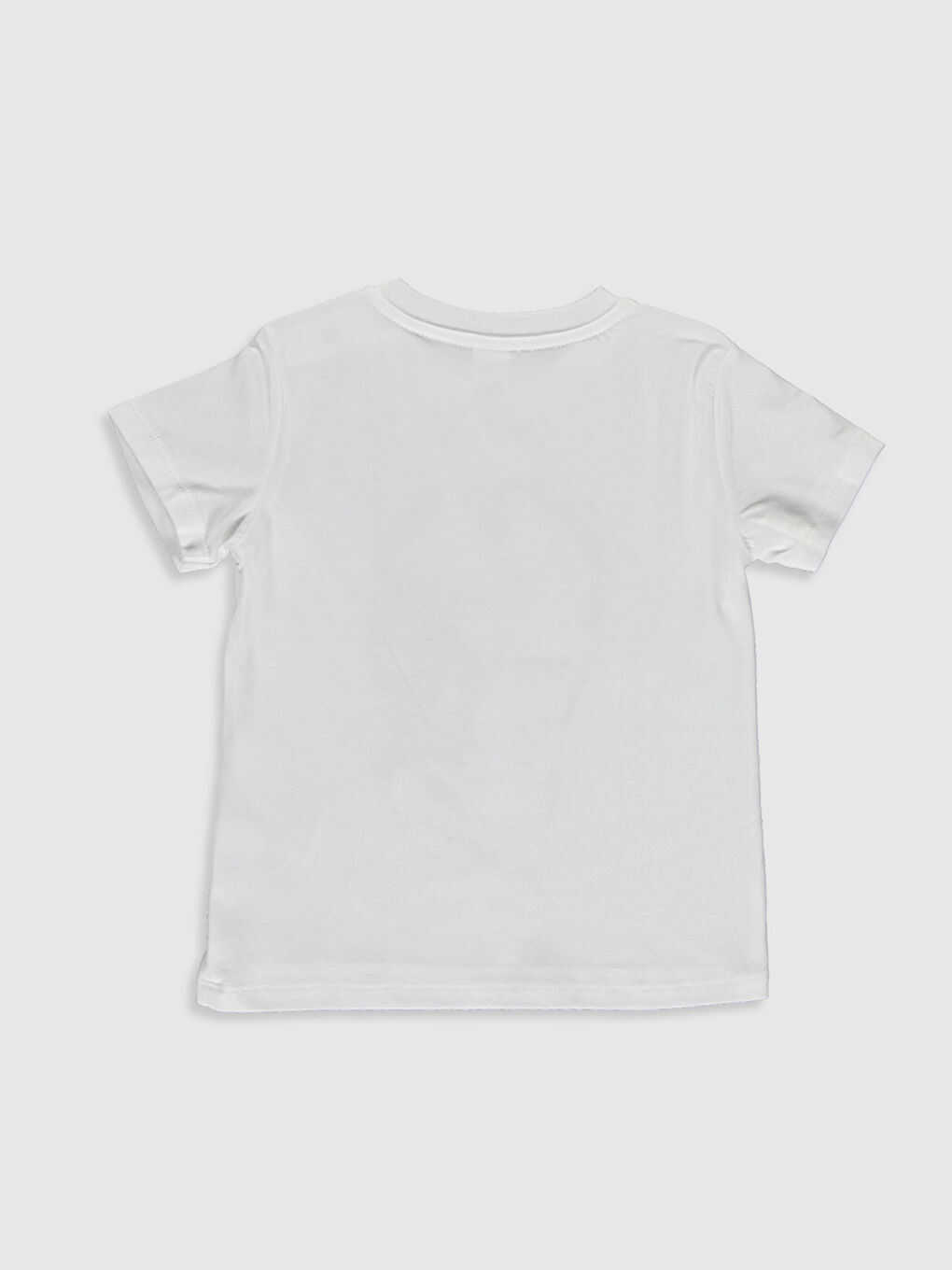 Beyaz Bisiklet Yaka Kısa Kollu Erkek Bebek Tişört-1