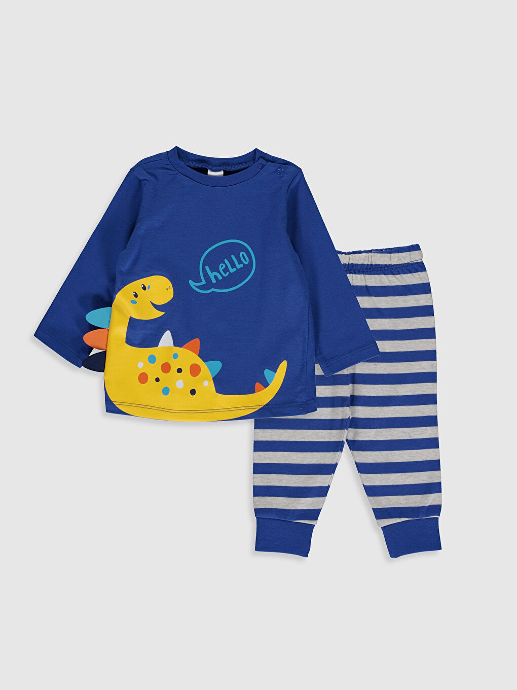 Crew Neck Long Sleeve Printed Baby Boy Pajama Set
