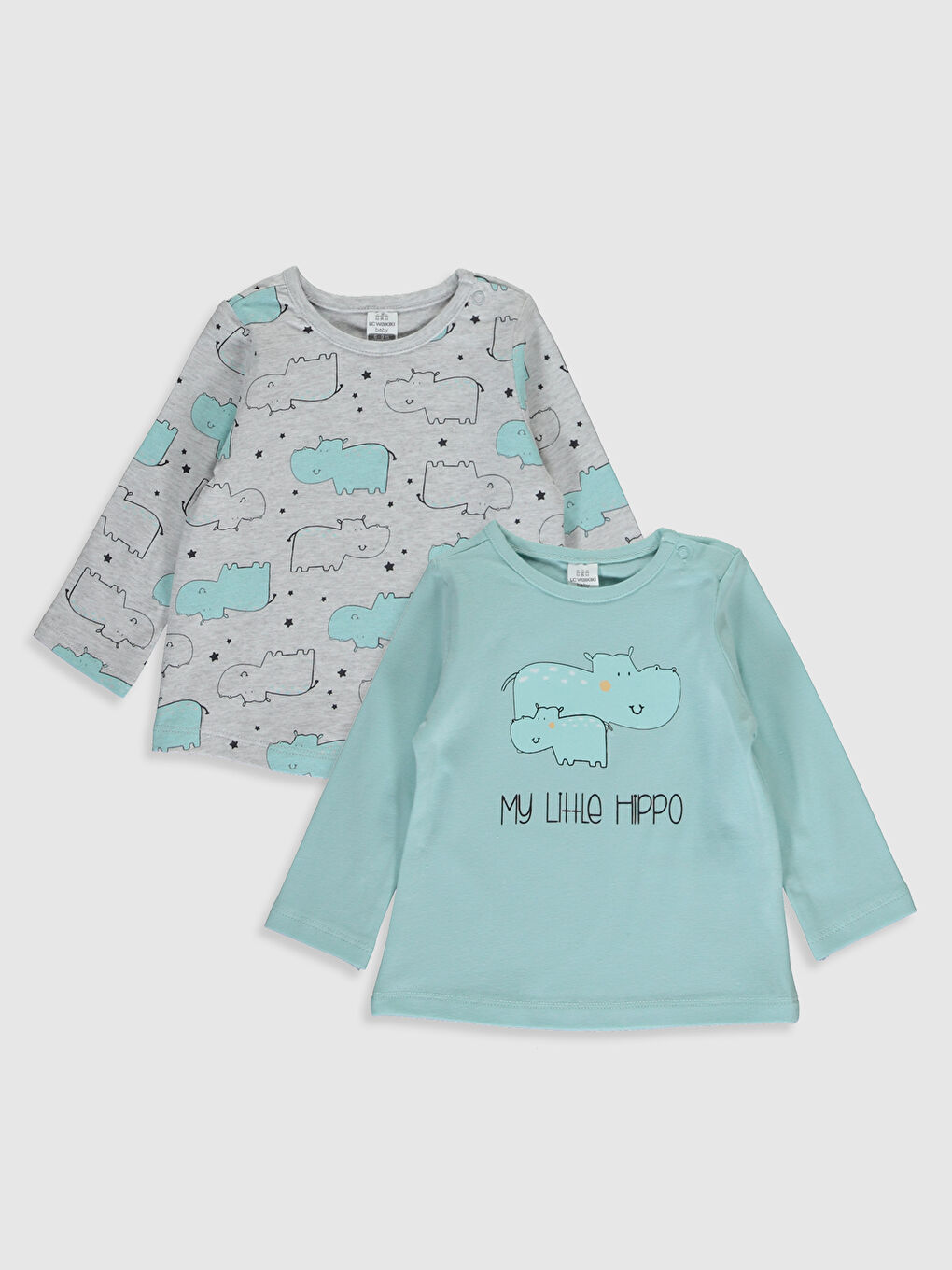 Beyaz Bisiklet Yaka Uzun Kollu Erkek Bebek Tişört-1