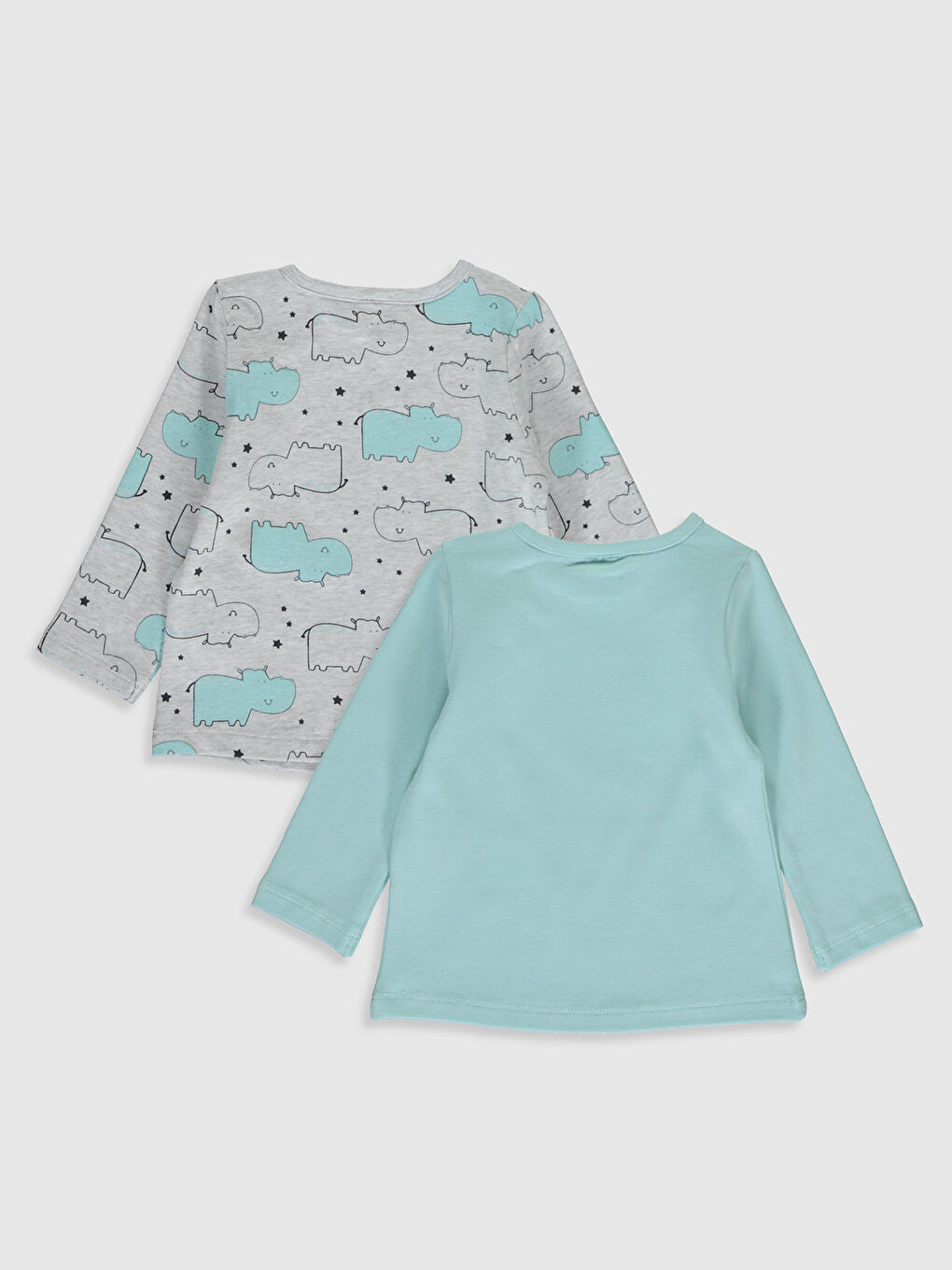 Beyaz Bisiklet Yaka Uzun Kollu Erkek Bebek Tişört-2