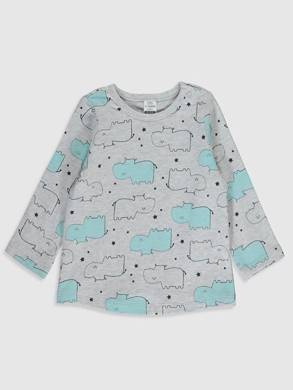 Beyaz Bisiklet Yaka Uzun Kollu Erkek Bebek Tişört-4