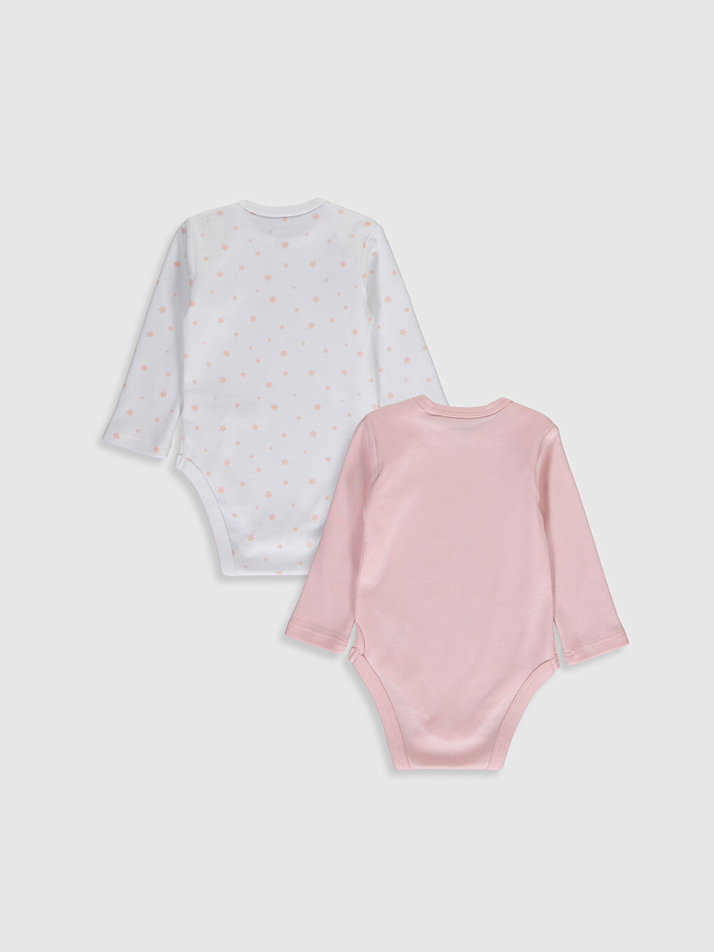 Crew Neck Long Sleeve Cotton Baby Girl Body with Snap Crotch 2-Pack-1
