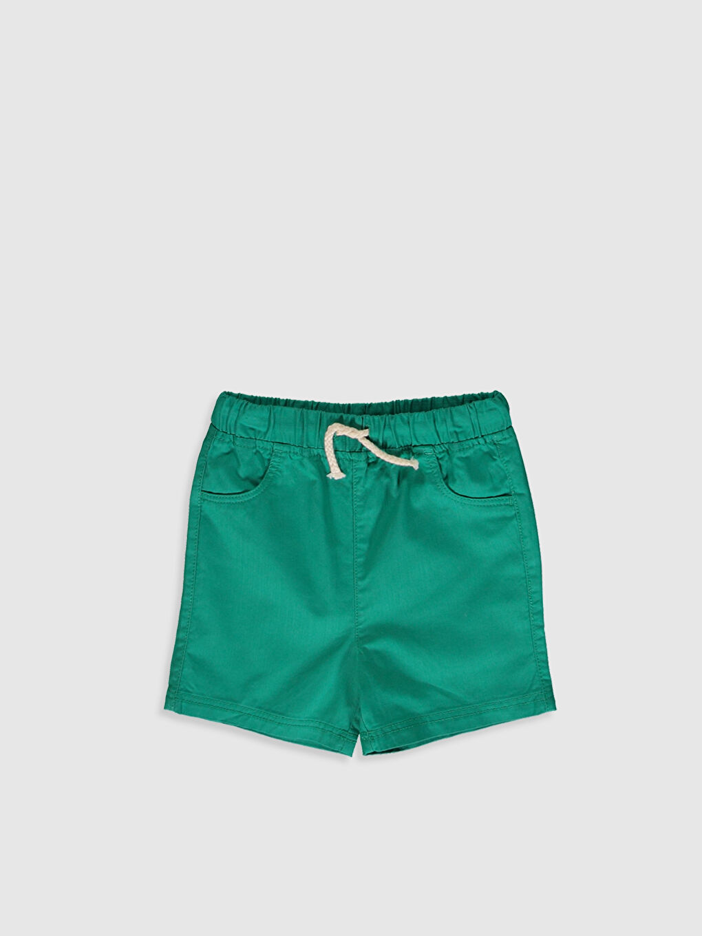 Basic Gabardine Baby Boy Shorts With Elastic Waist