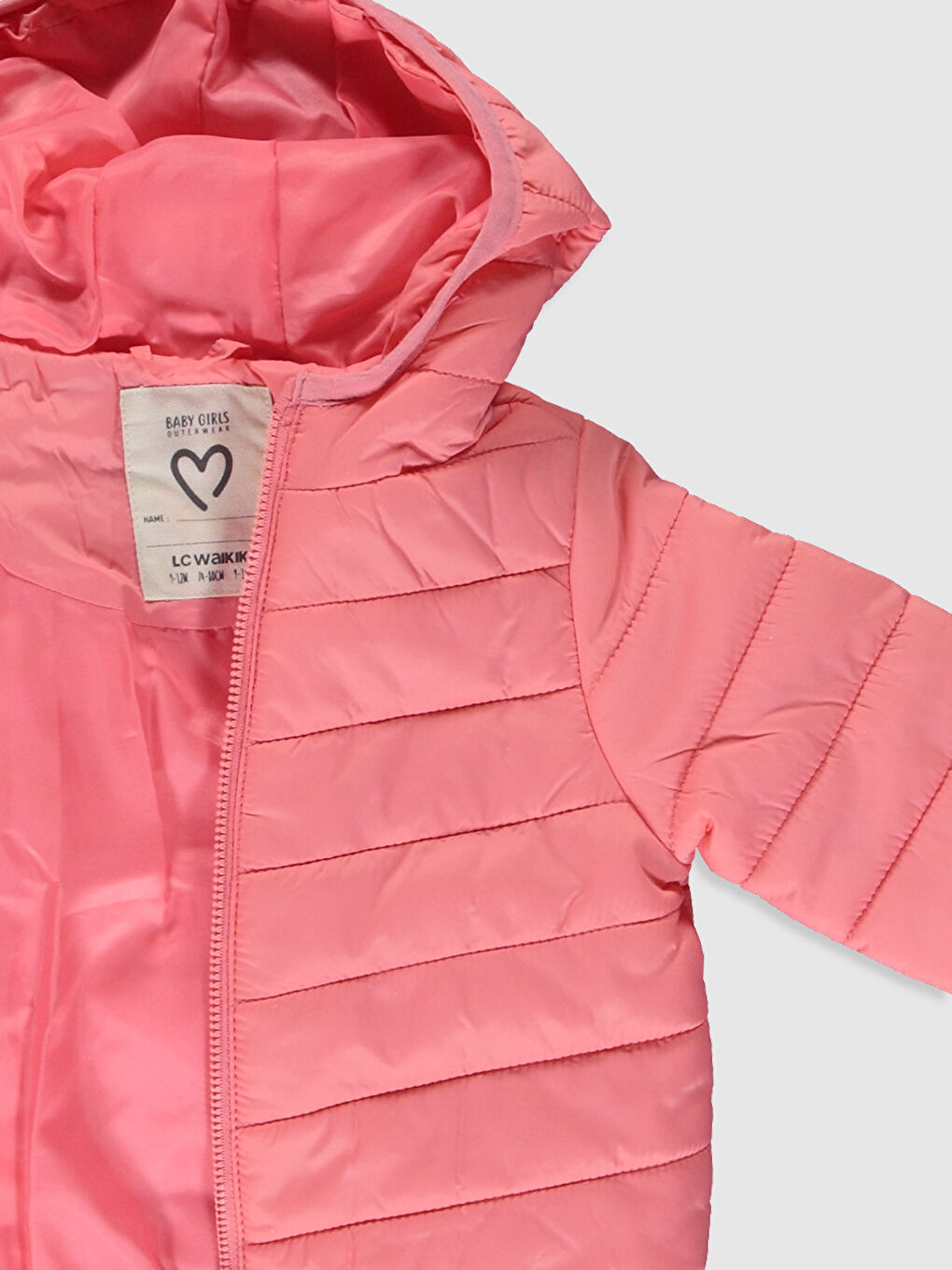Pembe Kapüşonlu Uzun Kollu Kız Bebek Mont-2
