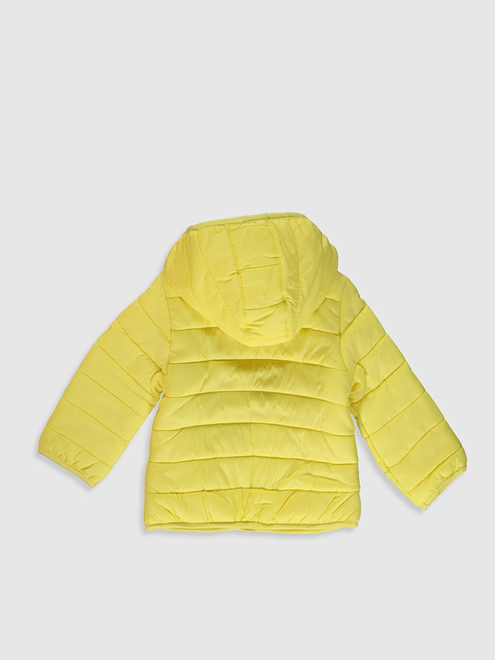 Sarı Kapüşonlu Uzun Kollu Kız Bebek Mont-1