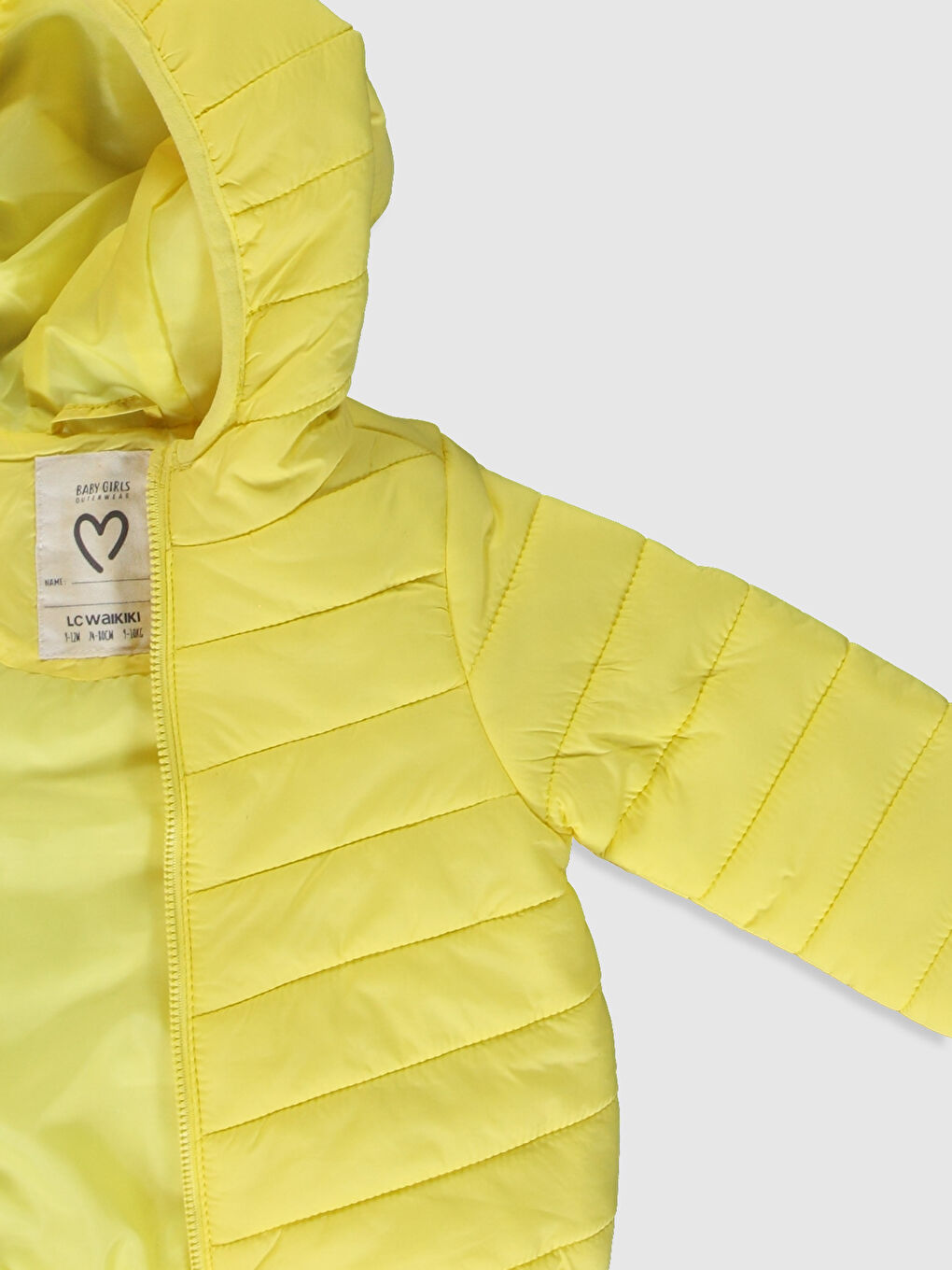 Sarı Kapüşonlu Uzun Kollu Kız Bebek Mont-2