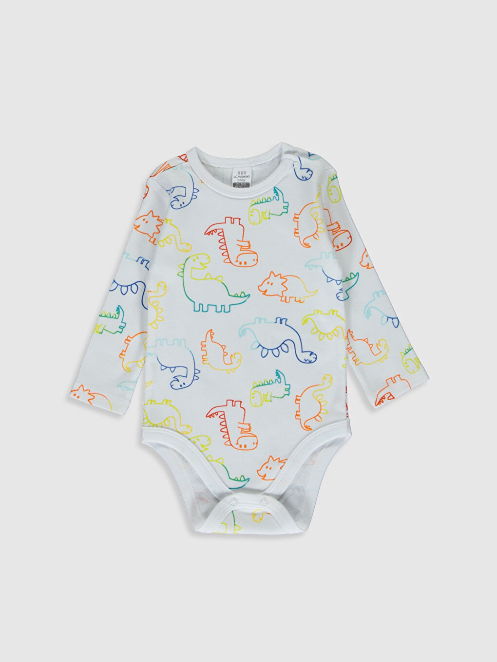 Turkuaz Bisiklet Yaka Uzun Kol Pamuklu Baskılı Erkek Bebek Çıtçıtlı Body 2'li-3