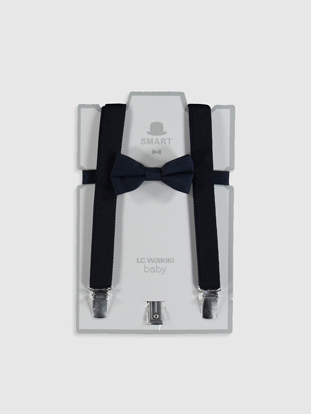 Lacivert Erkek Bebek Pantolon Askısı ve Papyon