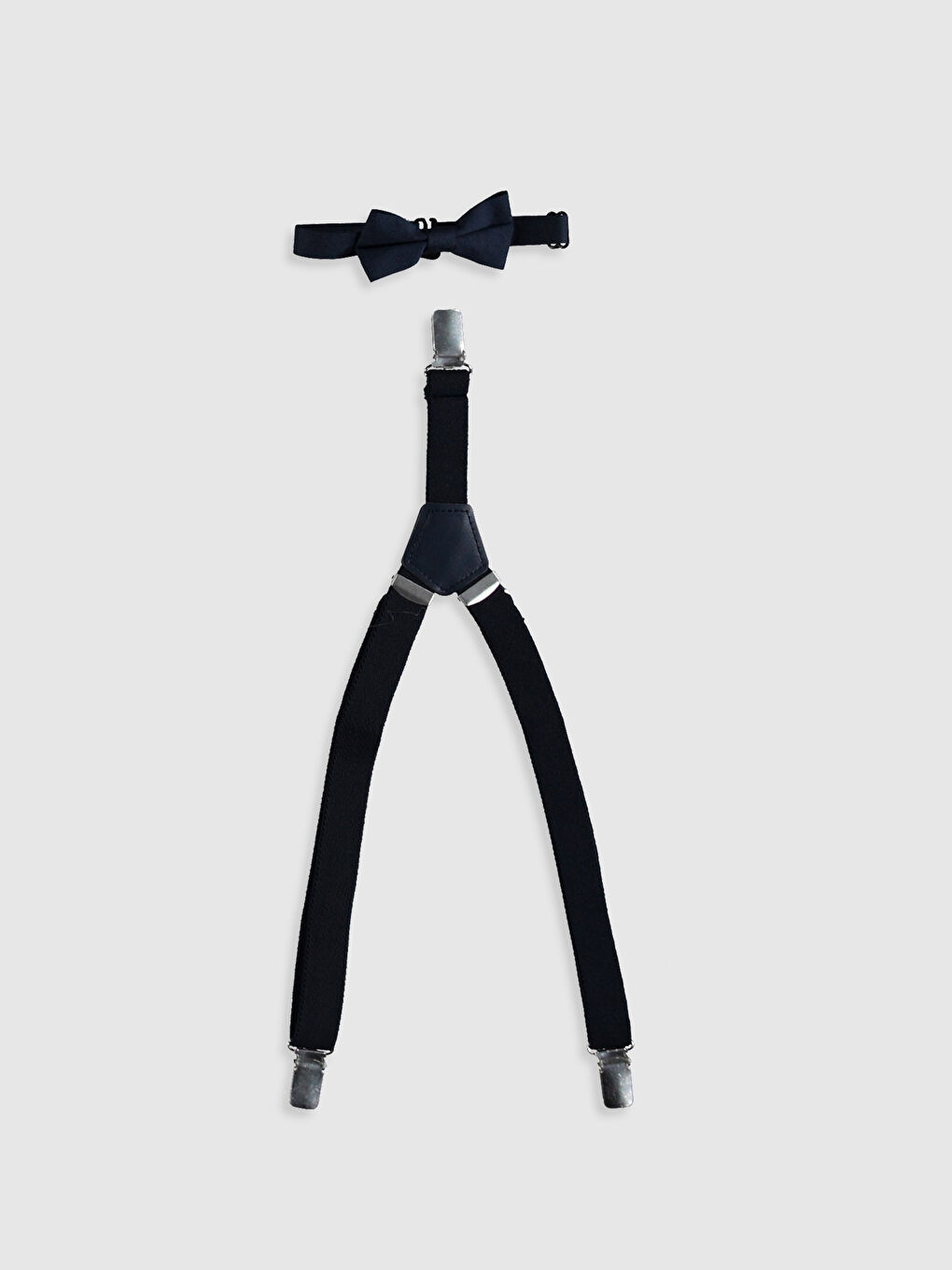 Lacivert Erkek Bebek Pantolon Askısı ve Papyon-1