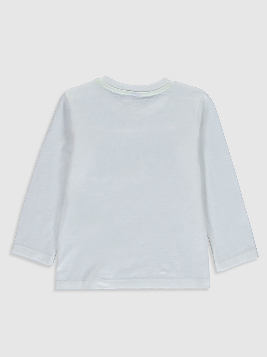 Beyaz Bisiklet Yaka Uzun Kollu Erkek Bebek Tişört-1