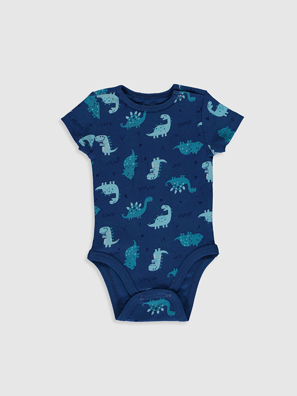 Beyaz Bisiklet Yaka Kısa Kol Baskılı Erkek Bebek Çıtçıtlı Body 2'li-3