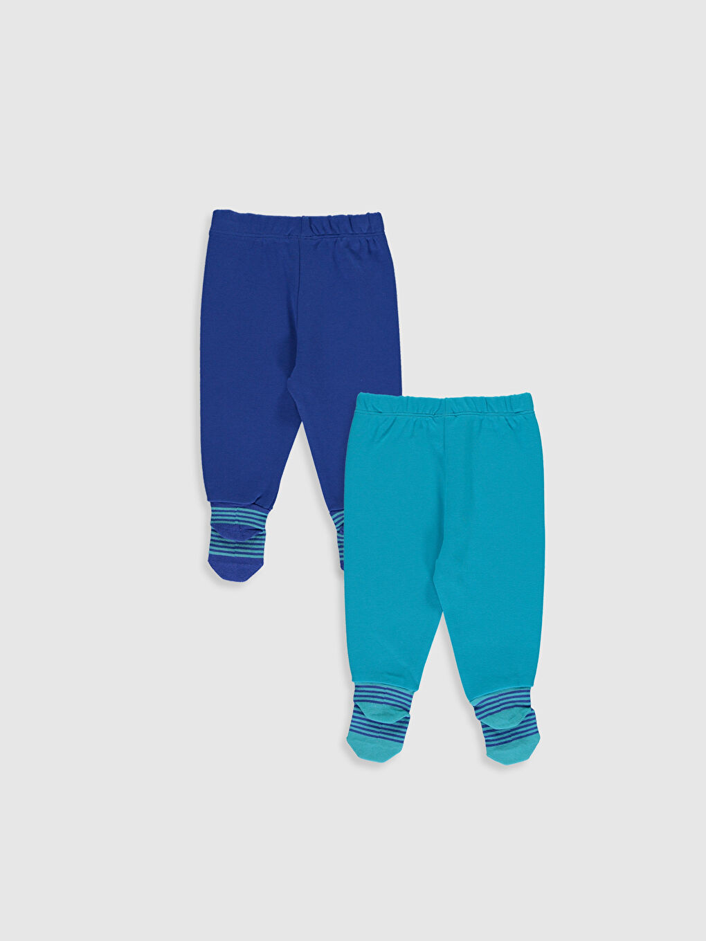 Mavi Beli Lastikli Erkek Bebek Çoraplı Pijama Alt 2'li-1