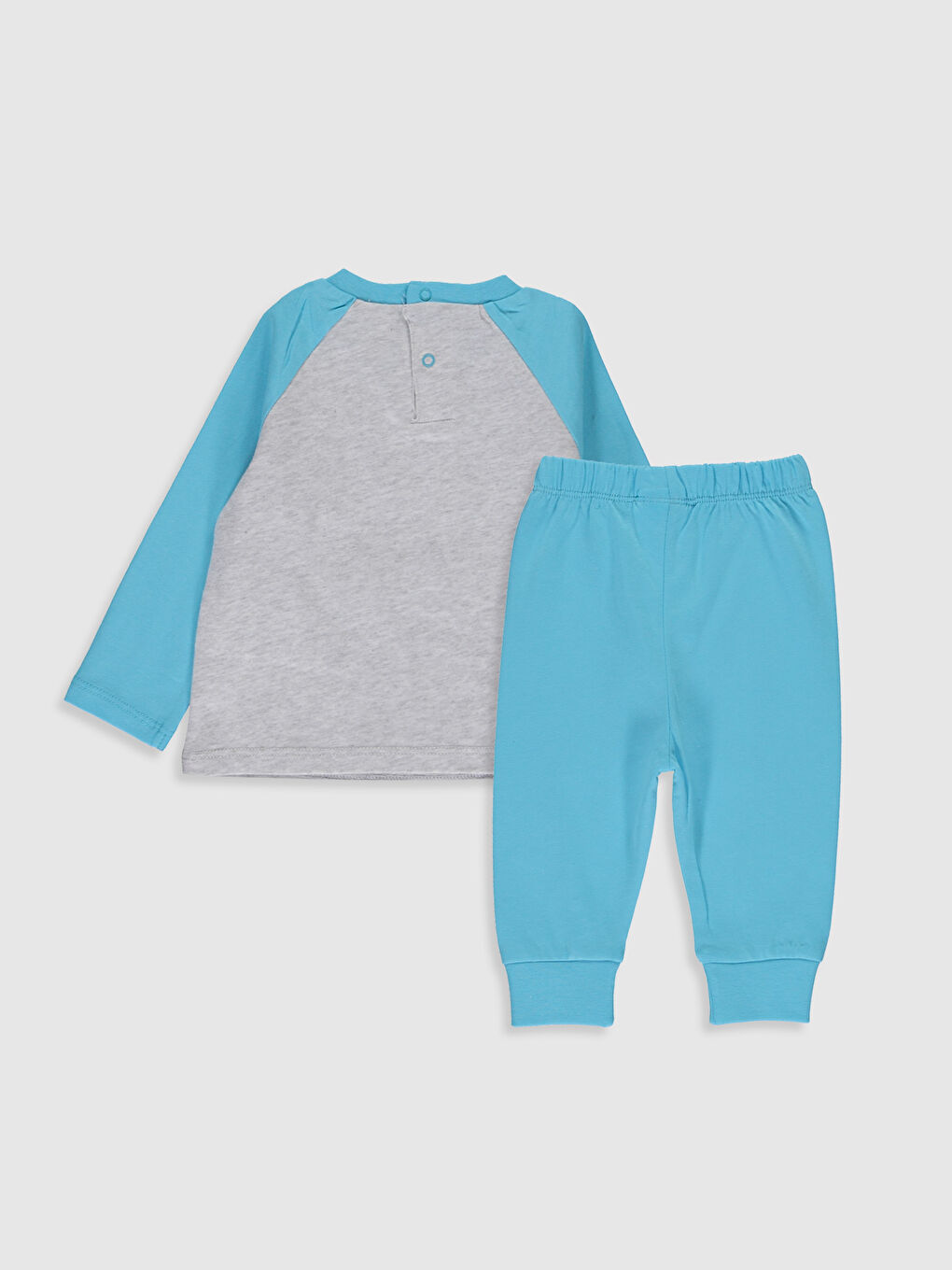 Beyaz Bisiklet Yaka Uzun Kol Baskılı Erkek Bebek Pijama Takımı-1