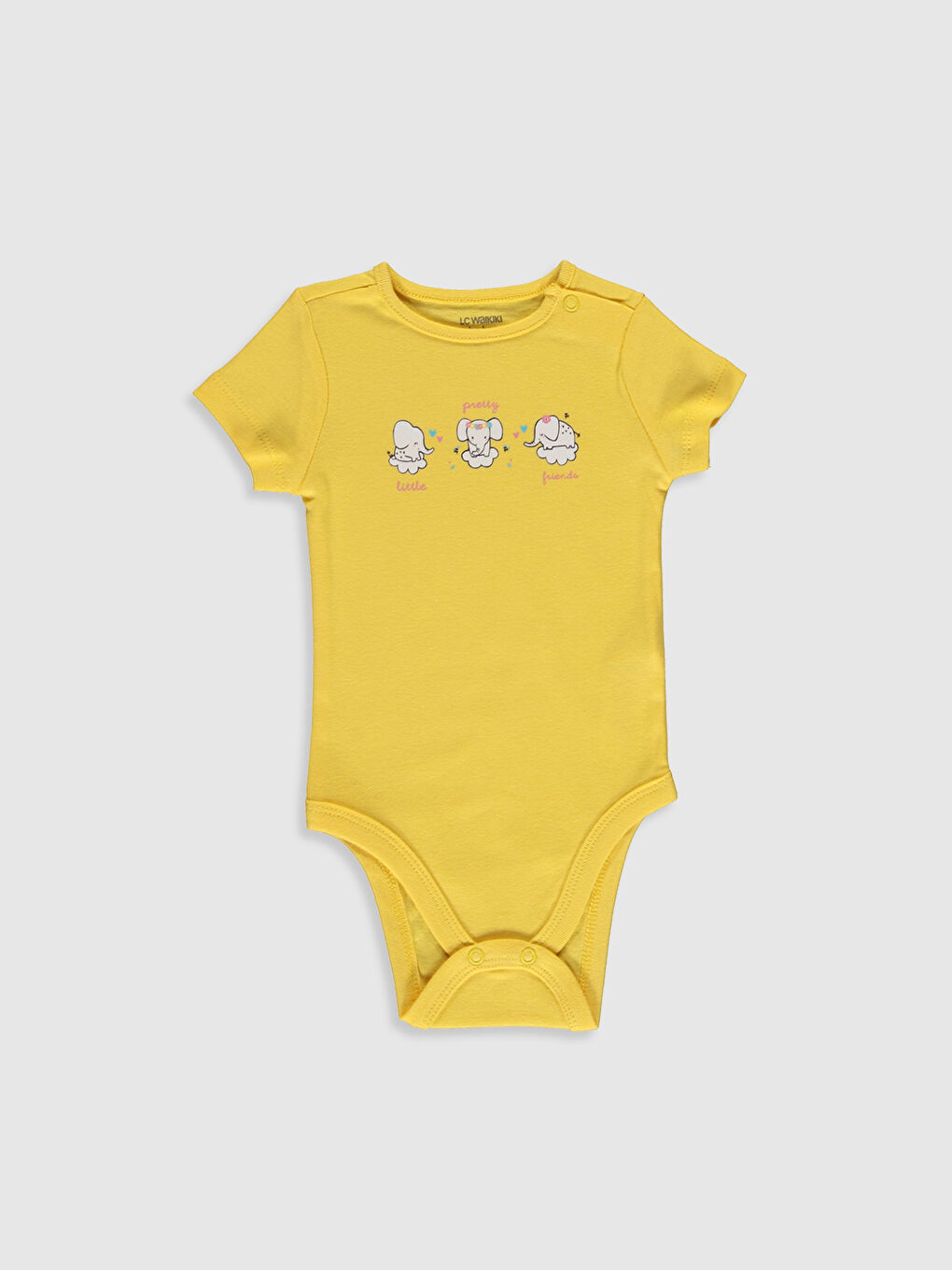 Sarı Bisiklet Yaka Kısa Kollu Kız Bebek Çıtçıtlı Bodysuit 2'li-2