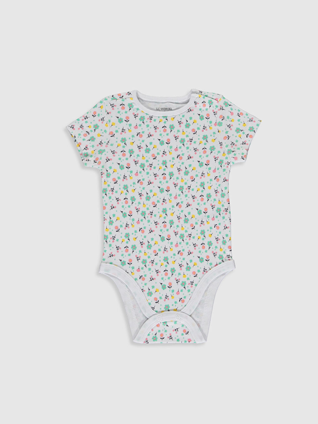Sarı Bisiklet Yaka Kısa Kollu Kız Bebek Çıtçıtlı Bodysuit 2'li-3