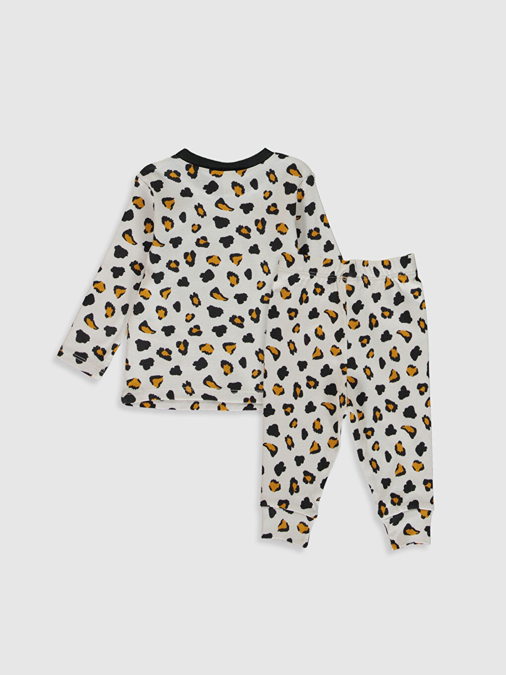 Ekru Bisiklet Yaka Uzun Kol Baskılı Erkek Bebek Pijama Takımı-1