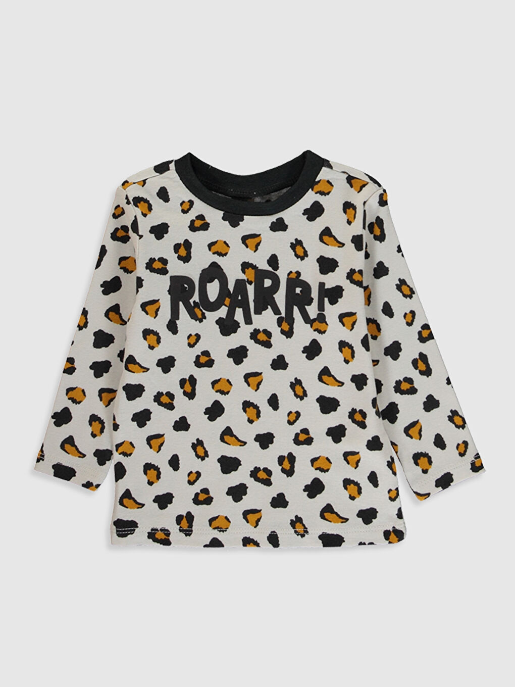 Ekru Bisiklet Yaka Uzun Kol Baskılı Erkek Bebek Pijama Takımı-2